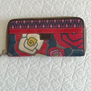 Vintage Fossil Key-Per Zippered Clutch Wallet